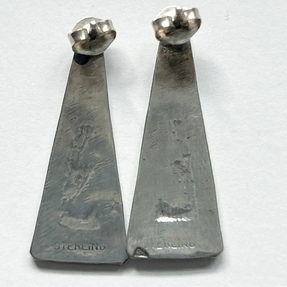 Vintage Hopi Overlay Sterling Silver Earrings